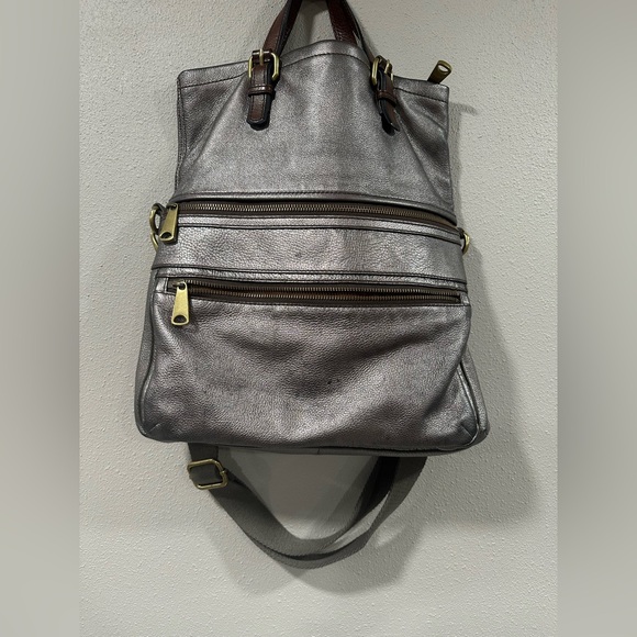 Fossil Explorer Foldover Metallic Pewter Leather - Picture 4 of 12